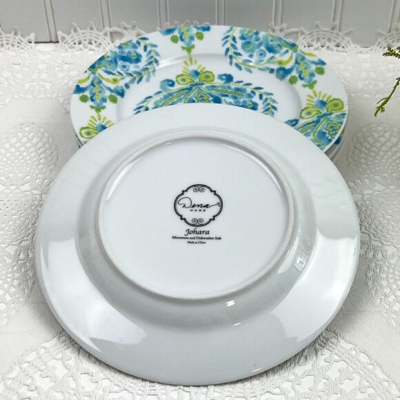 Johara by Dena Home Set of 4 Porcelain Salad Plates 8" Blue Yellow - Picture 6 of 9